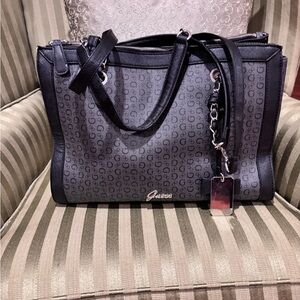 Guess Monogram Black and Gray Satchel